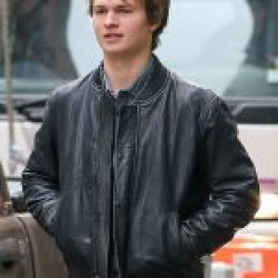 Ansel Elgort Bomber Leather Jacket