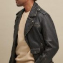 Asymmetrical Men’s Black Leather Jacket