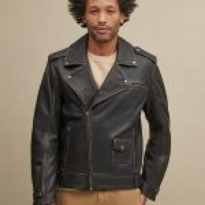 Asymmetrical Men’s Black Leather Jacket