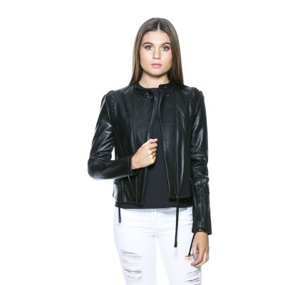 Biker Black Shoulder Strap Jacket For Women