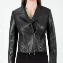 Black Faux Leather Design Jacket For women