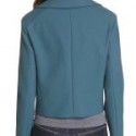Blue Faux Leather Biker Jacket For Women