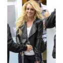 Britney Spears Black Leather Quilted Jacket