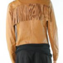 Brown Women’s Fringe Trim Leather Jacket