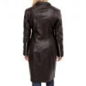Brown Womens Long Faux Leather Coat