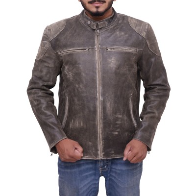 Cafe Racer Distressed Leather Jacket
