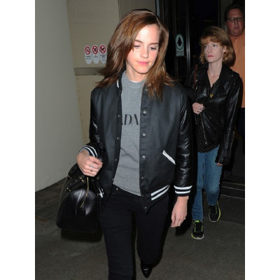 Emma Watson Bomber Black Varsity Jacket