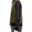 Green and Black Faux Leather Jacket For Men