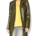 Green Vegan Leather Coat For Women