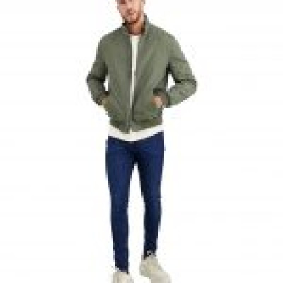 Harrington Jacket with Funnel Neck in Khaki