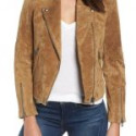 Judy Hale Dead To Me Suede Leather Jacket In Brown For Women