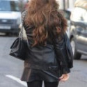 Kelly Brook Padded Black Leather Jacket