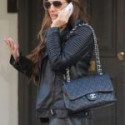 Kelly Brook Padded Black Leather Jacket