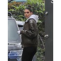 Kendall Jenner In Brown Leather Jacket After Filming KUWTK