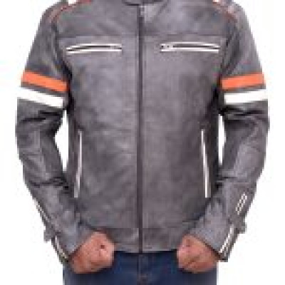 Men Biker Cafe Racer Retro Jacket