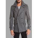 Men Gery Long Pea Coat