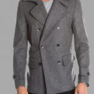 Men Gery Long Pea Coat
