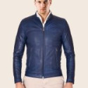 Men Iconic Blue Biker Leather Jacket