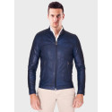 Men Ionic Blue Biker Leather Jacket