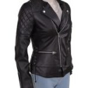 Miranda Kerr Biker Quilted Leather Jacket
