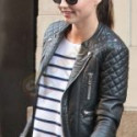 Miranda Kerr Biker Quilted Leather Jacket