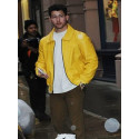 Nick Jonas Shirt Collar Leather Jacket