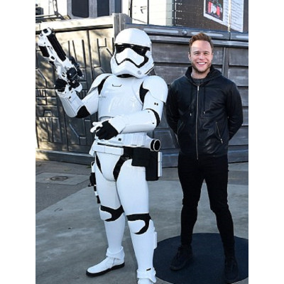 Olly Murs Disney Land Black Leather Jacket With Hoodie