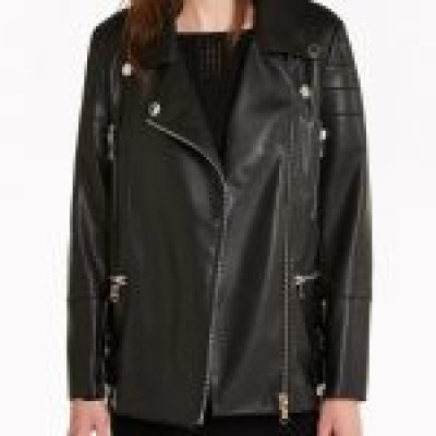Over-Sized Style Women’s Black Faux Leather Jacket