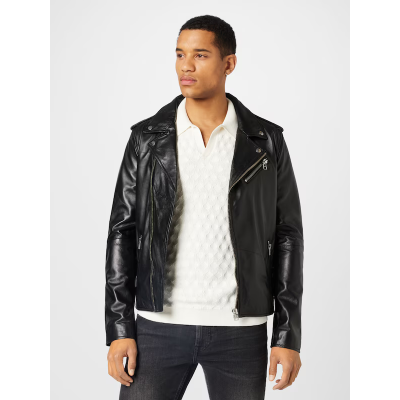 Stylish Biker Black Leather Jacket For Men