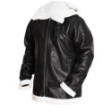 B3 Bomber Removable Hood Sheepskin Leather Jacket