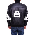 Black 8 Ball Mens Bomber Leather Jacket
