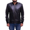 Black 8 Ball Mens Bomber Leather Jacket