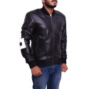 Black 8 Ball Mens Bomber Leather Jacket