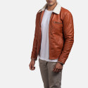 Dan Frost Tan Shearling Leather Jacket Mens