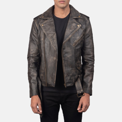 Allaric Alley Distressed Brown Biker Leather Jacket