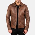 Lavendard Brown Biker Leather Jacket