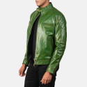 Gatsby Green Biker Leather Jacket