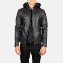 Hector Black Hooded Biker Leather Jacket