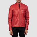 Ionic Red Biker Leather Jacket