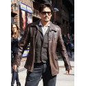 Johnny Depp Brown Distressed Leather Jacket