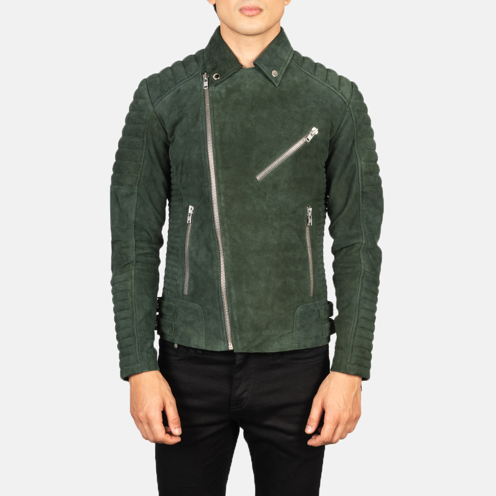 Armand Green Suede Biker Leather Jacket