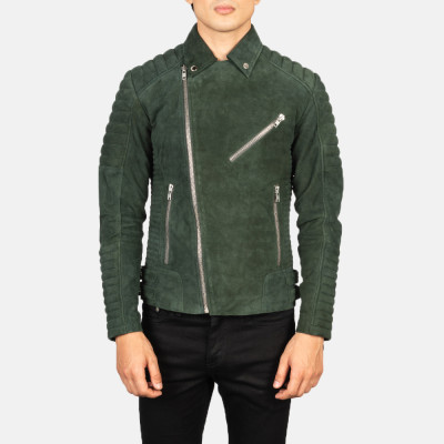 Armand Green Suede Biker Leather Jacket
