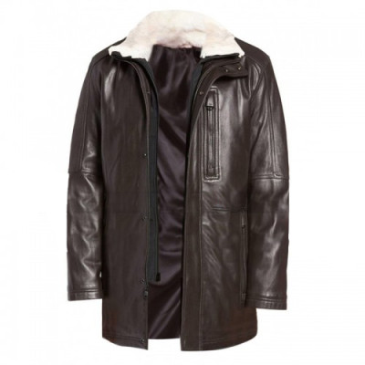 Men Stylish Real Leather Fur Coat