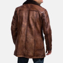 Cinnamon Distressed  Fur Leather Coat