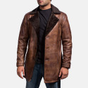 Cinnamon Distressed  Fur Leather Coat