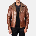 Alberto Brown Shearling Leather Jacket Mens