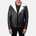 Alberto White & Black Shearling Leather Jacket