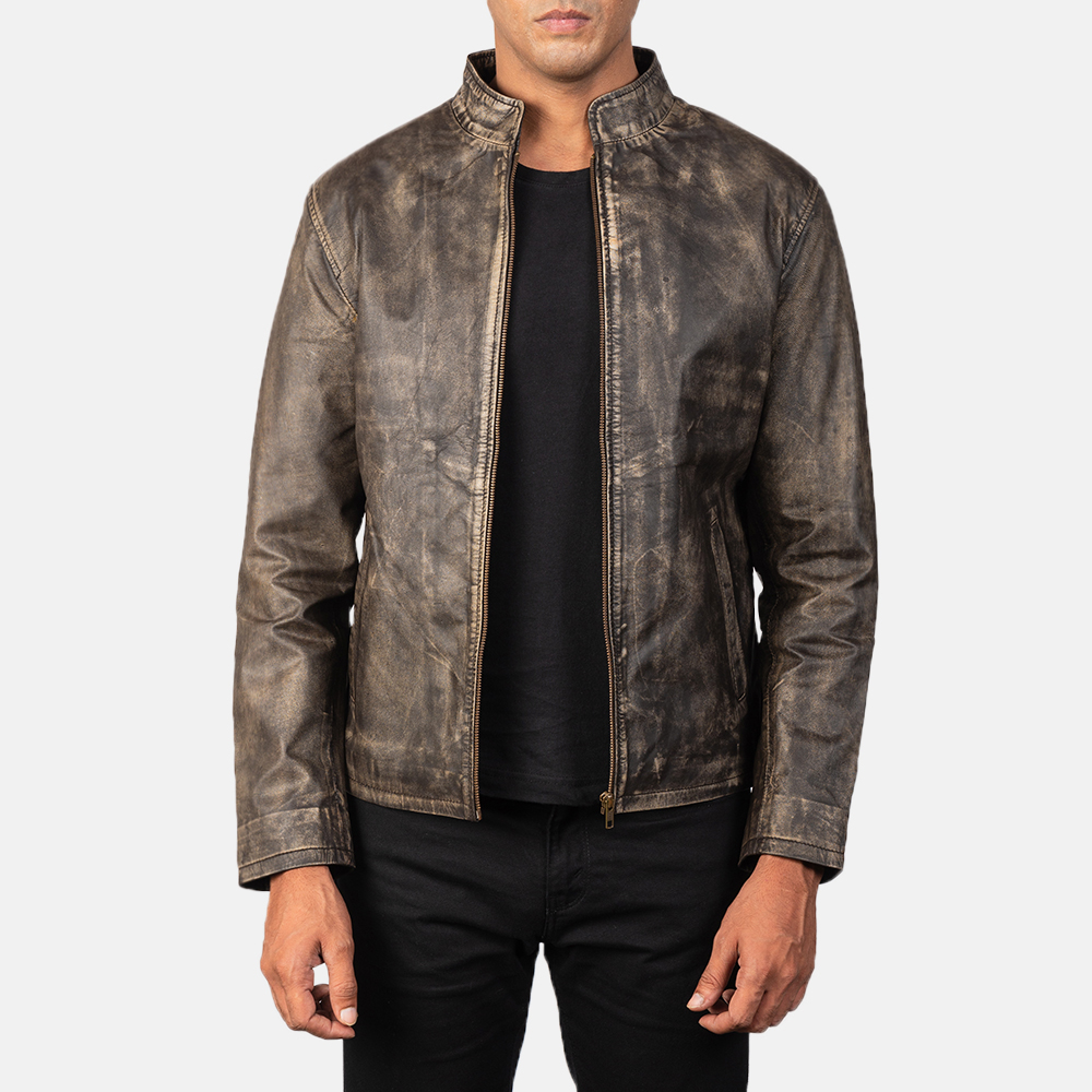 Alex Distressed Brown Biker Leather Jacket