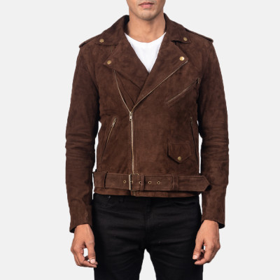 Allaric Alley Mocha Suede Biker Leather Jacket