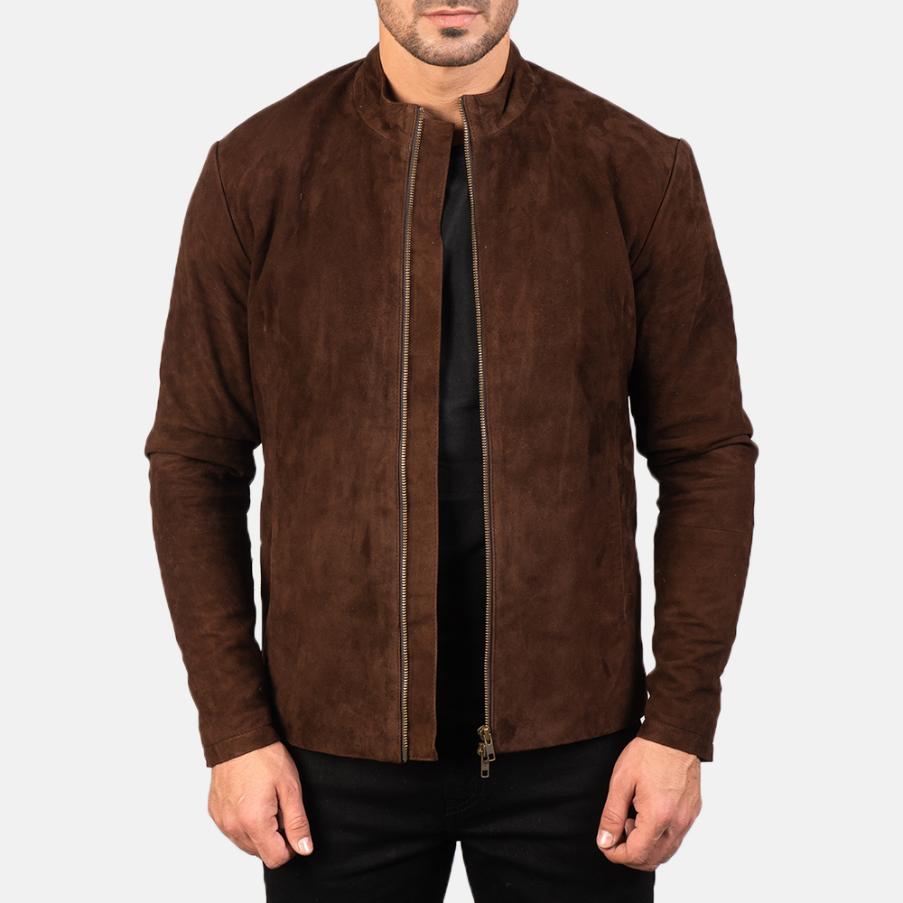 Charcoal Mocha Suede Biker Leather Jacket